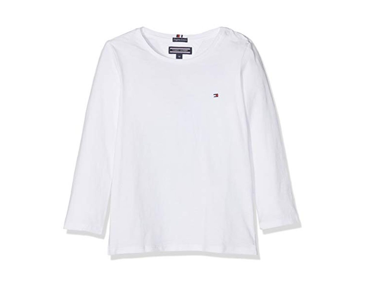 Social Tommy Hilfiger Girls Basic Cn Knit L/s Camiseta, Blanco