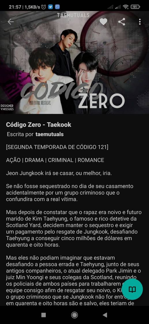 Moda Código Zero (Taekook) 