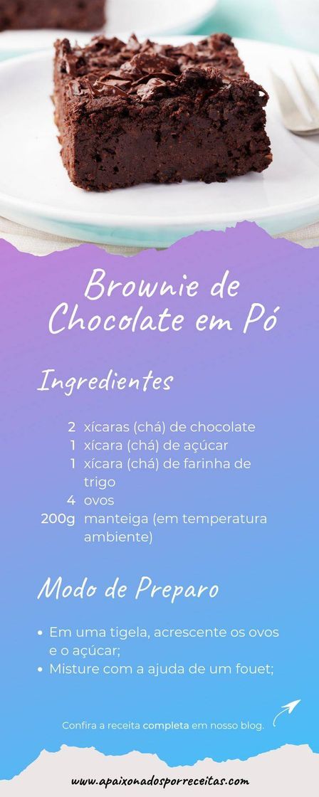 Moda Receita de Brownie de Chocolate em Pó

