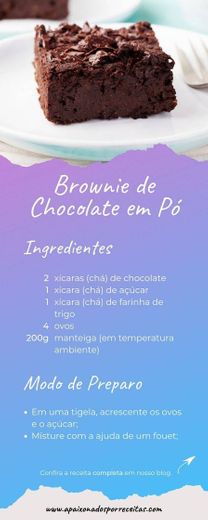 Receita de Brownie de Chocolate em Pó

