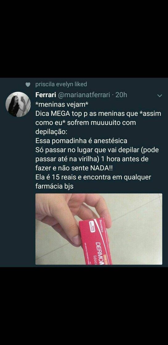 Moda Pomada anestésica para ajudar na depilação.