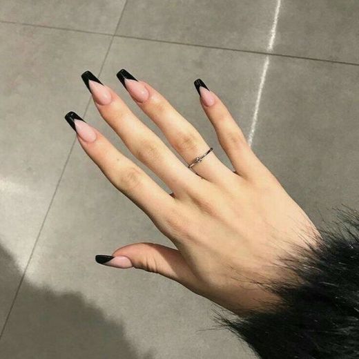"Black french tip nails"