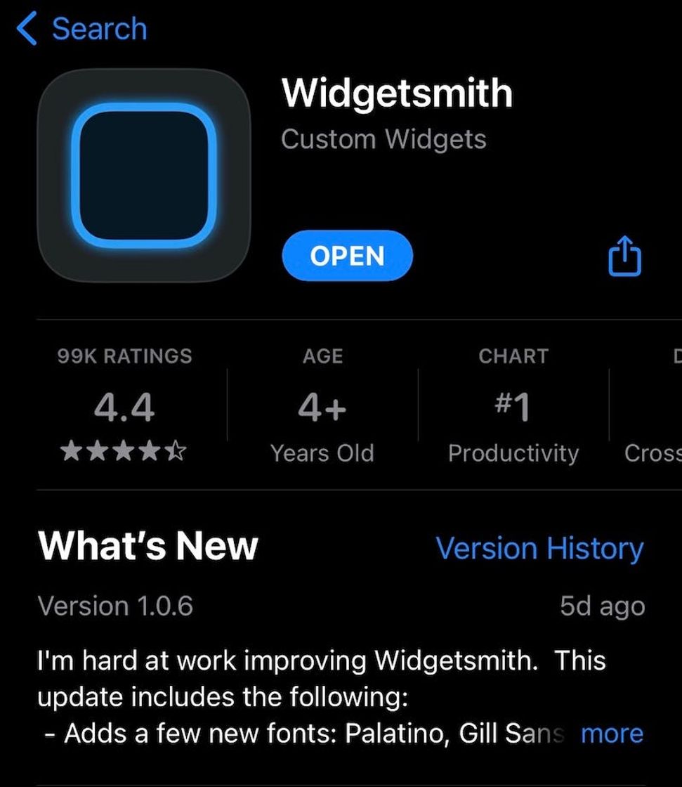 App ‎Widgetsmith on the App Store