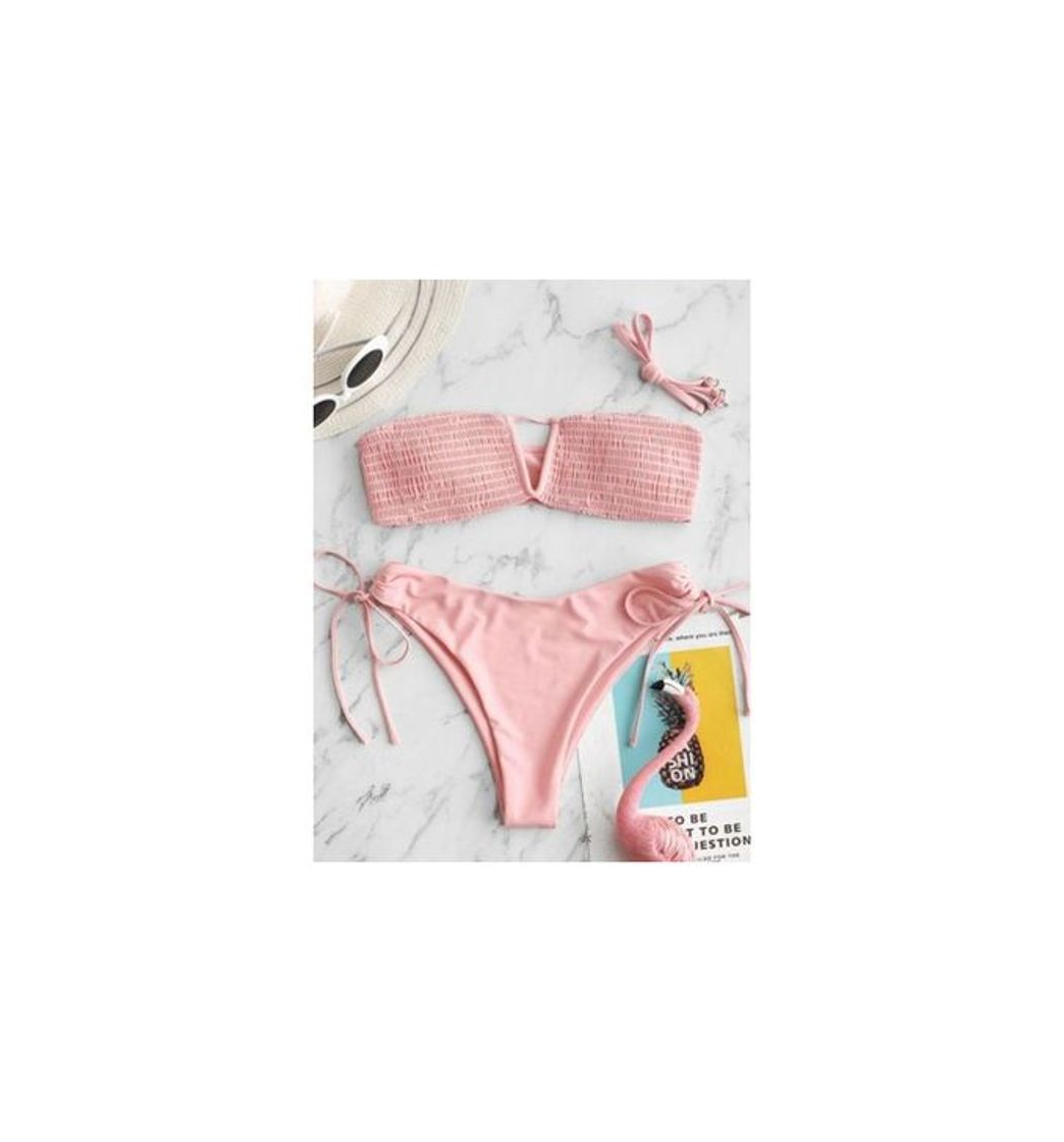 Social ZAFUL Bikini de corte alto para mujer con lazo