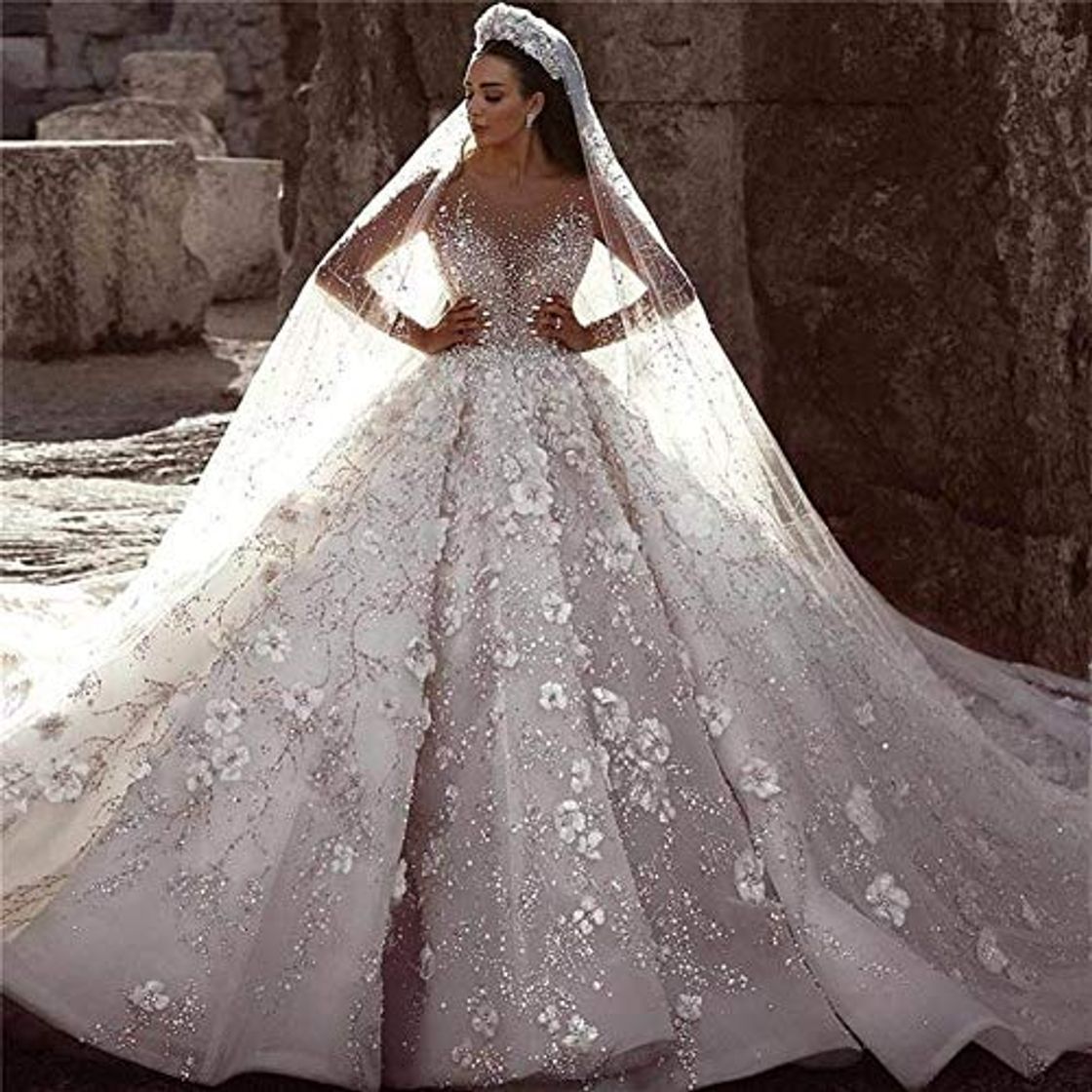Social QING XIN-1225 Wedding Dress,Prom Dresses Rebordeó la Novia de la Boda Floral