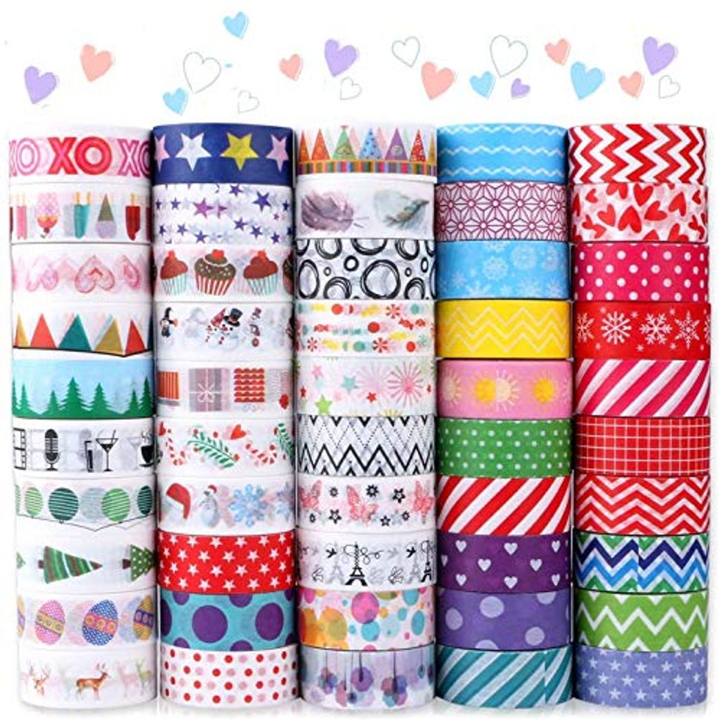 Social Buluri 50 Rollos de Cinta Adhesiva Washi Cinta Adhesiva Decorativa para Scrapbooking