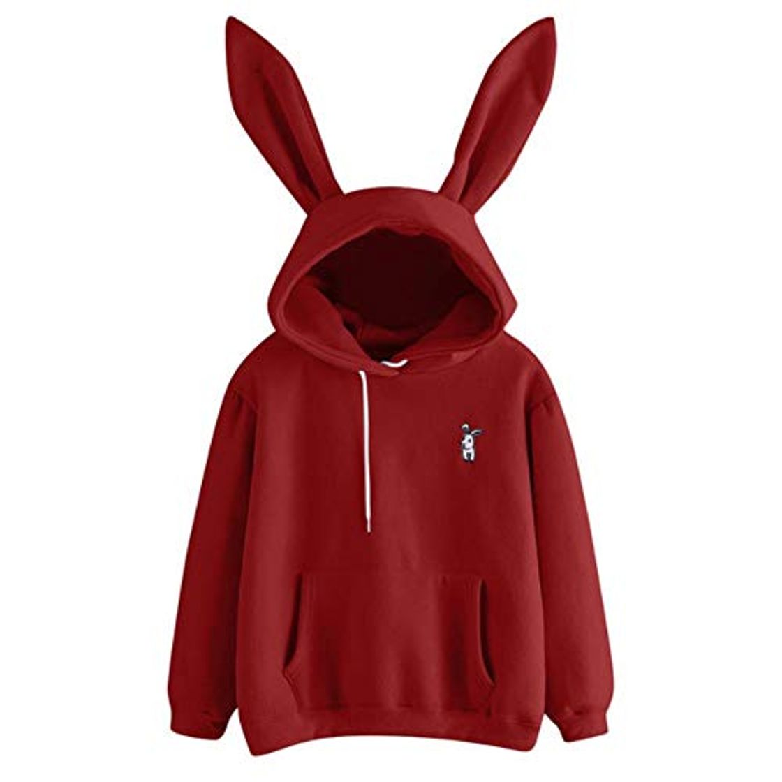 Social UKKD Sudadera Female Cute Rabbit Girl Hoodie Casual Cute Longsleeve Sweatshirt with Ears S XL Ladies Top Sweatershirt Vermelho M