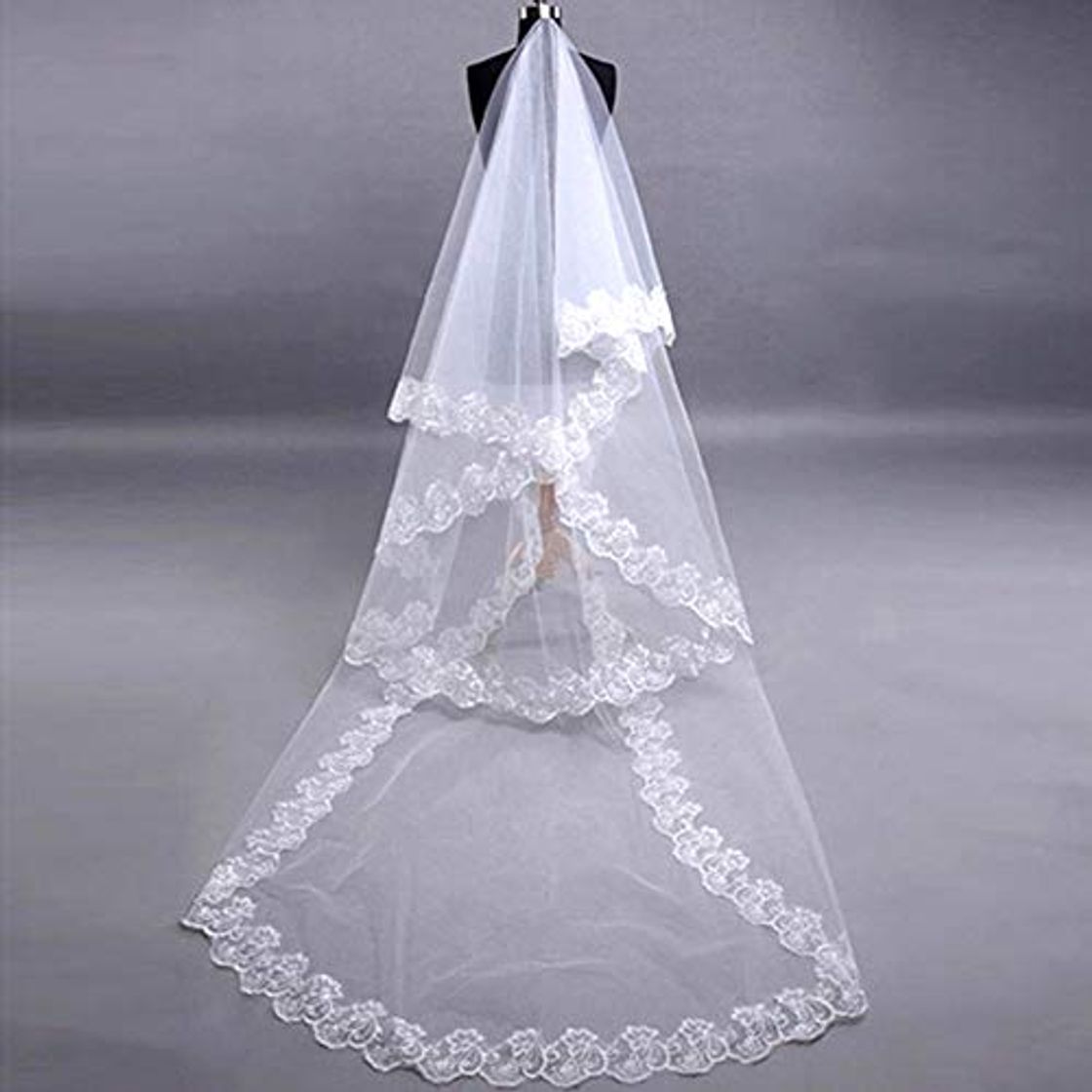 Fashion Limeow Nupcial del Cordón del Bordado Velo Borde de Velo de Novia de Raso Nupcial Velo de Novia de una Sola Capa Novia Suministros Accesorio de Boda para Novia y Damas de Honor Blanco Elegante