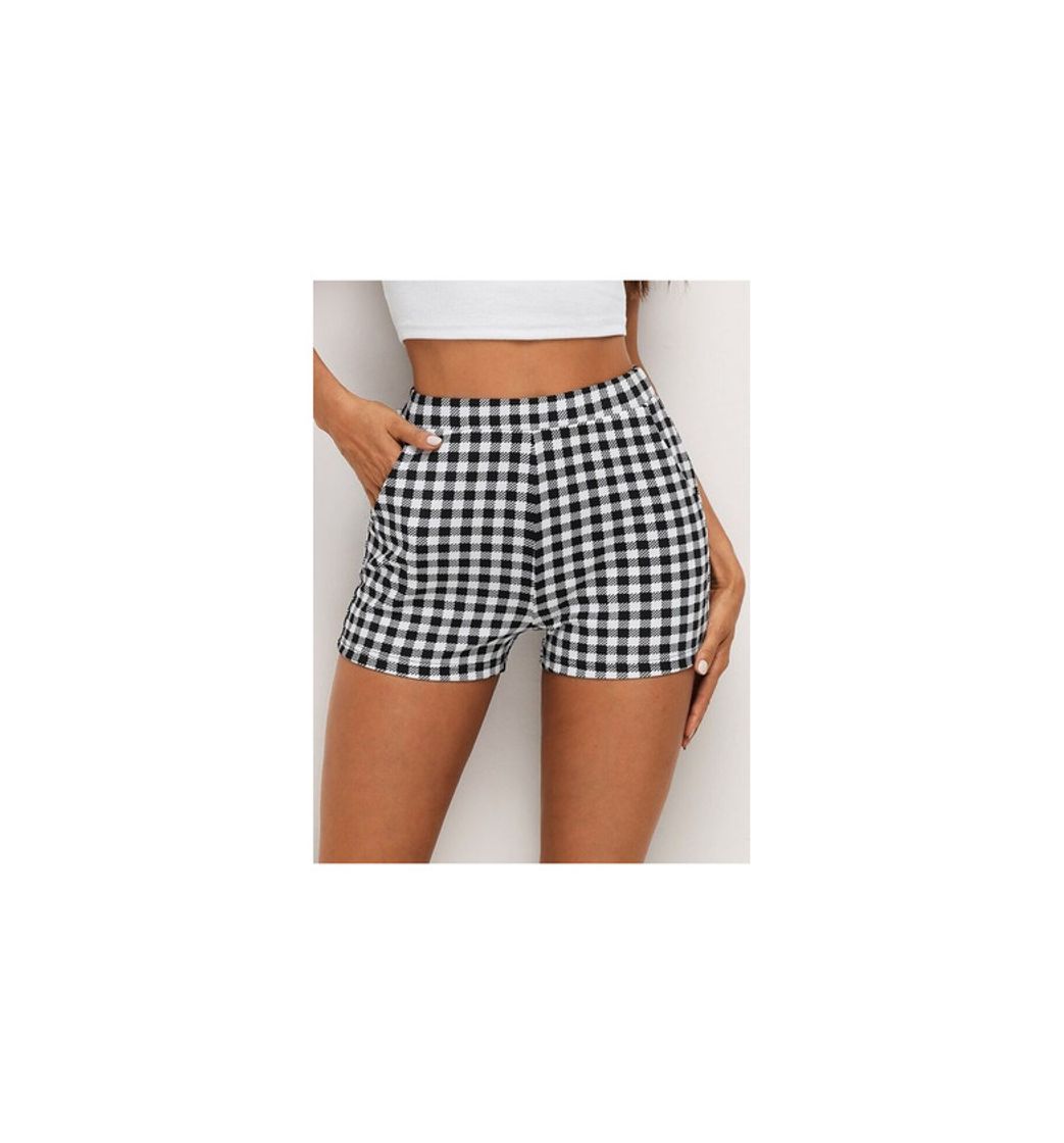 Products Elastic Waist Slant Pocket Gingham Shorts