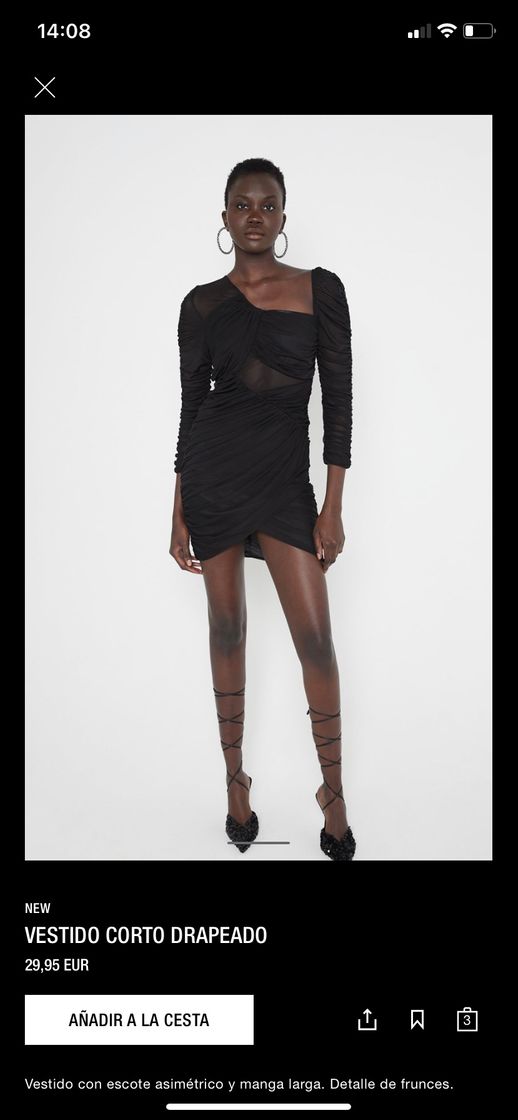 Fashion SHORT DRESS WITH RUCHING - Black