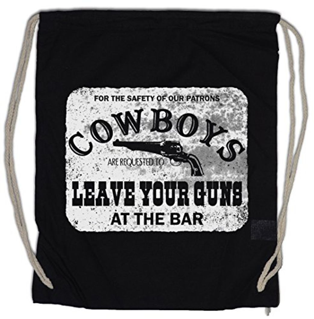 Moda Urban Backwoods Cowboys Safety Sign Bolsa de Cuerdas con Cordón Gimnasio Cowgirl USA US Confederate Western Country Fun Comedy Rodeo Native American Desperado Outlaw Frontier CSA Fun