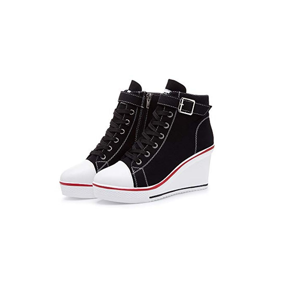 Fashion Mujer Cuñas Zapatos 35-43 EU De Lona High-Top Zapatos Casuales Talla Grande