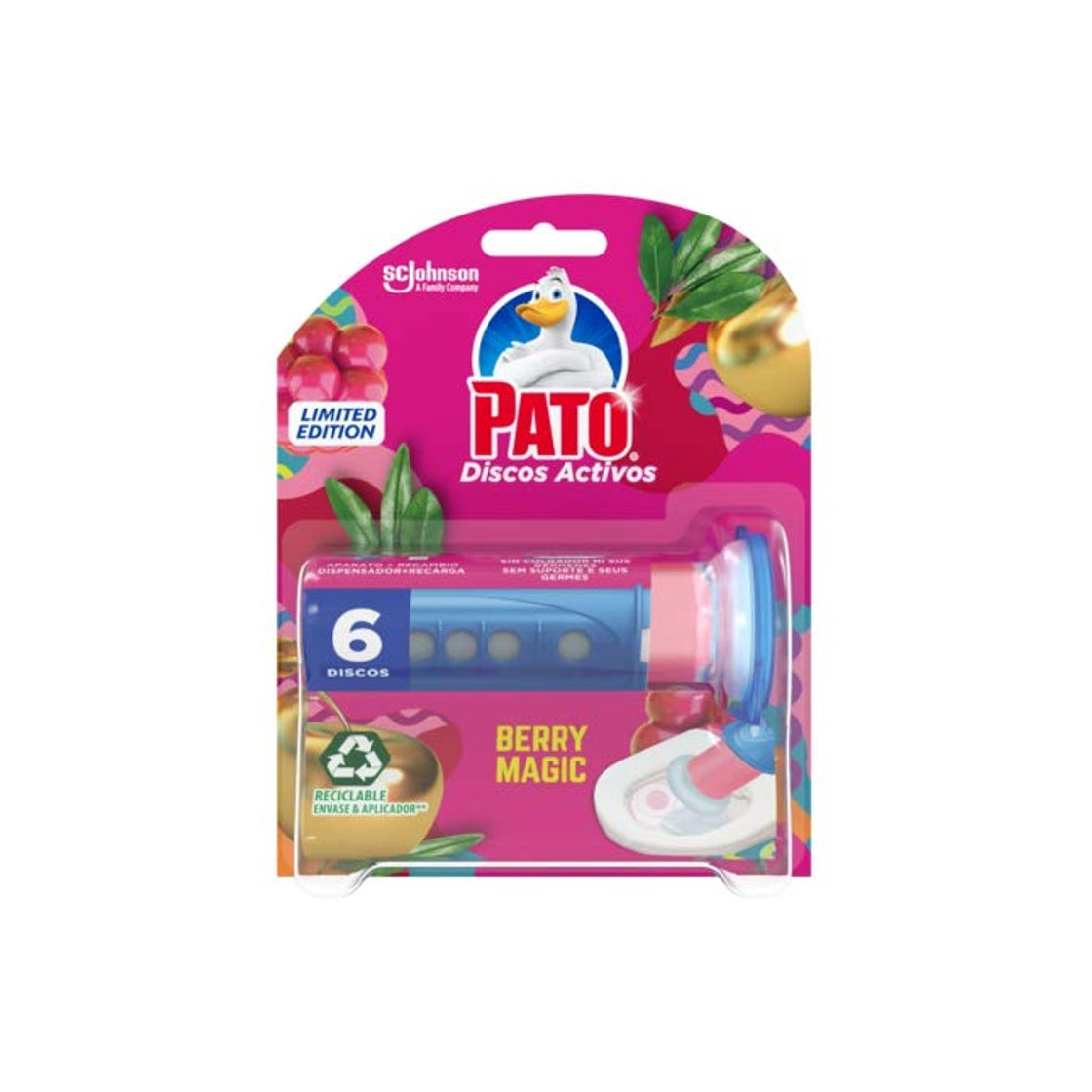 Elemento de la categoría hogar PATO Discos Activos WC Berry Magic, Limpia y Desinfecta, Contiene 1 Aplicador