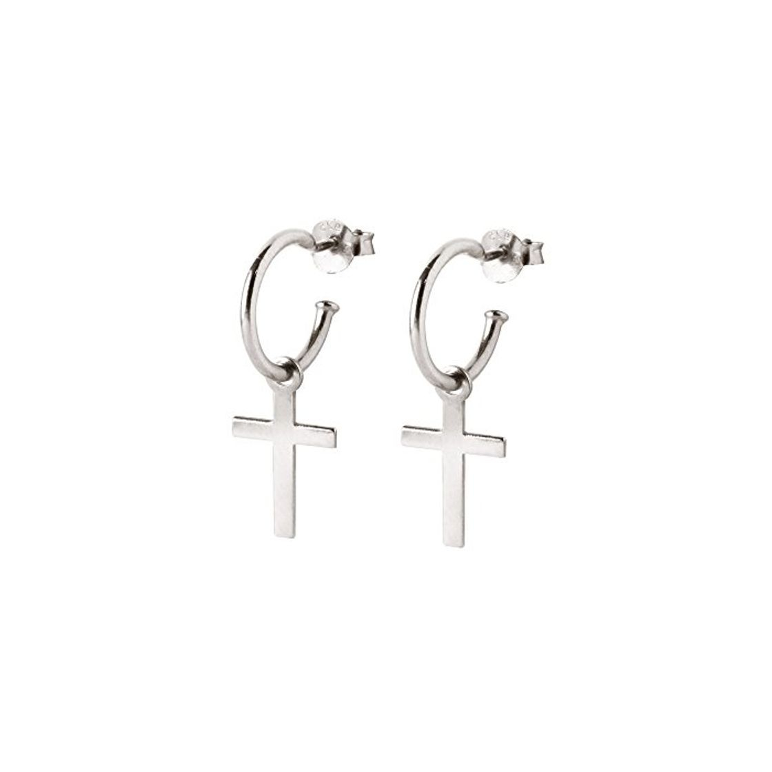 Product SINGULARU ®Pendientes Hoop Cruz Plata para Mujer Plata de Ley 925