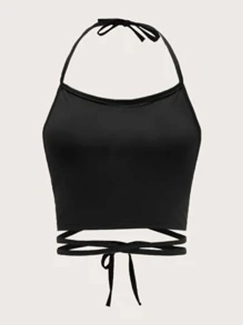 Moda Tie Hem Crop Halter Top