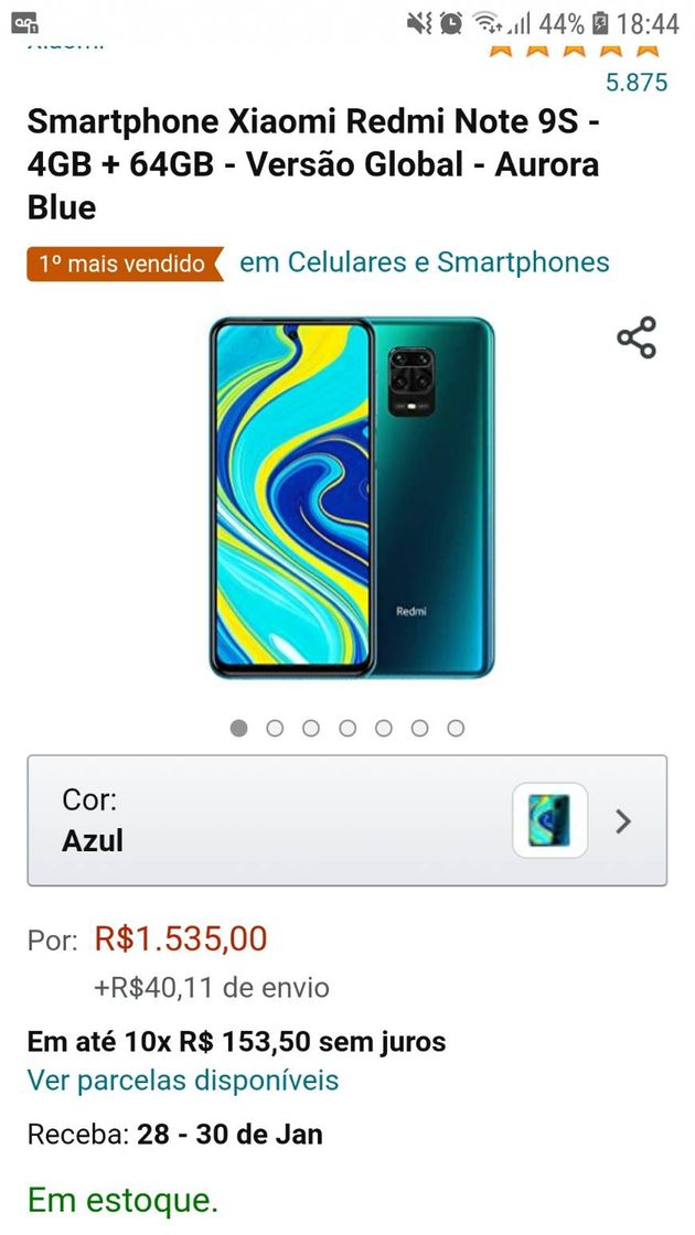 Fashion Smartphone Xiaomi Redmi Note 9s