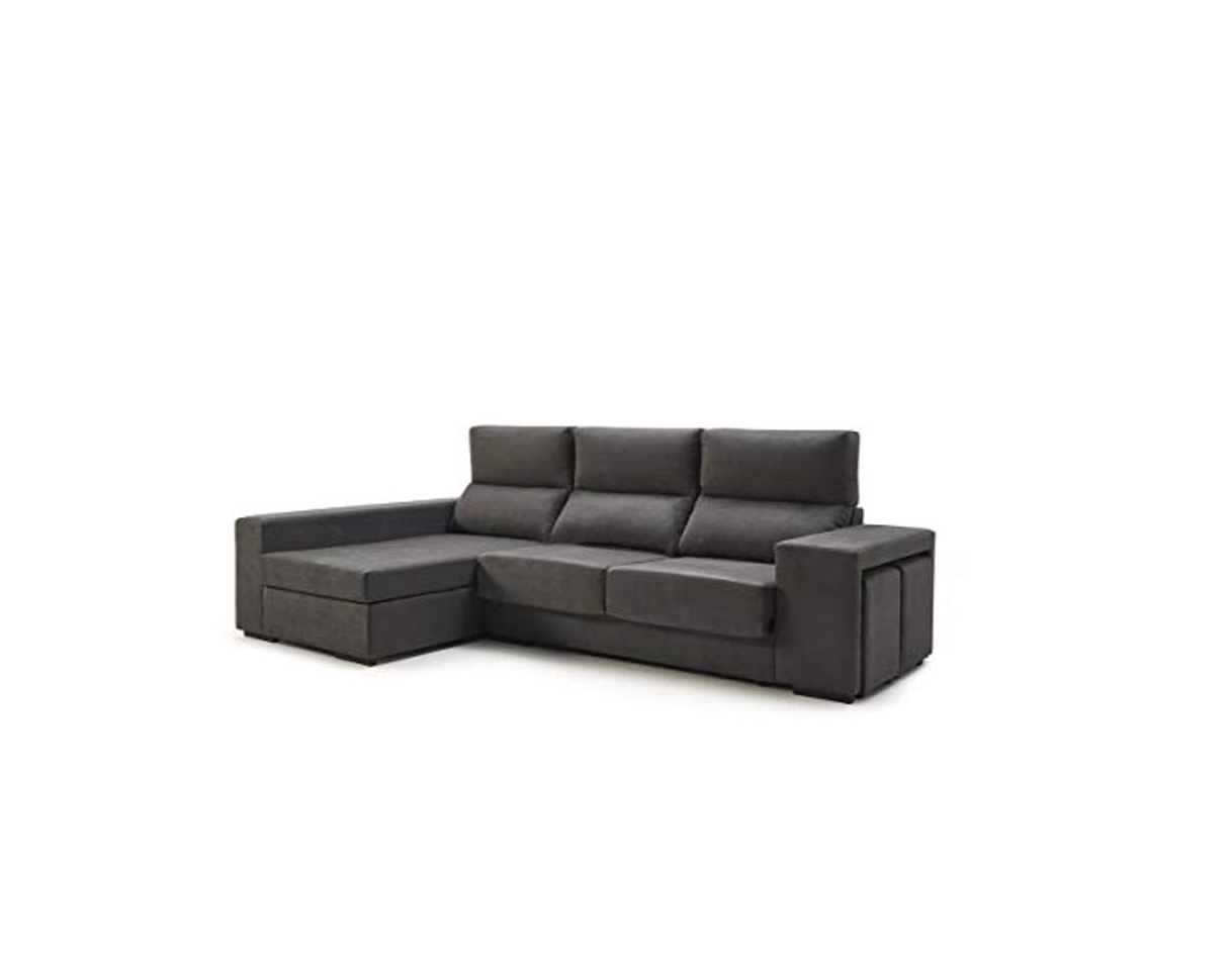 Producto Home Heavenly®- Sofá ChaiseLongue, Marte, 3 plazas con arcón, tapizado Color Gris,