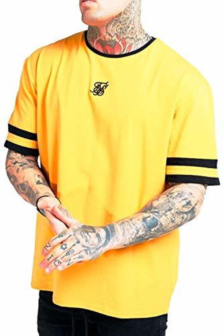 Social Siksilk Camiseta Oversized Amarilla Ringer Gym