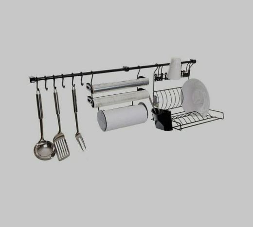 Kit De Cozinha Suspensa Suporte para Utensílios Kit4 Preto