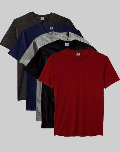 Kit com 5 Camisetas Masculina Básica Algodão Premium