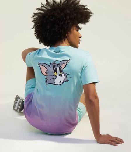 Camiseta Manga Curta com Estampa Tom e Jerry
