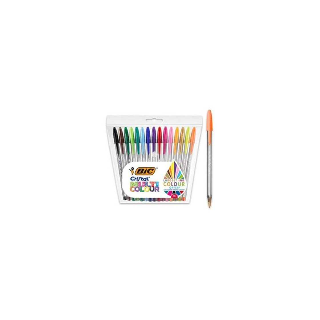 BIC Cristal Multicolour - Pack de 15 unidades, bolígrafos de punta ancha