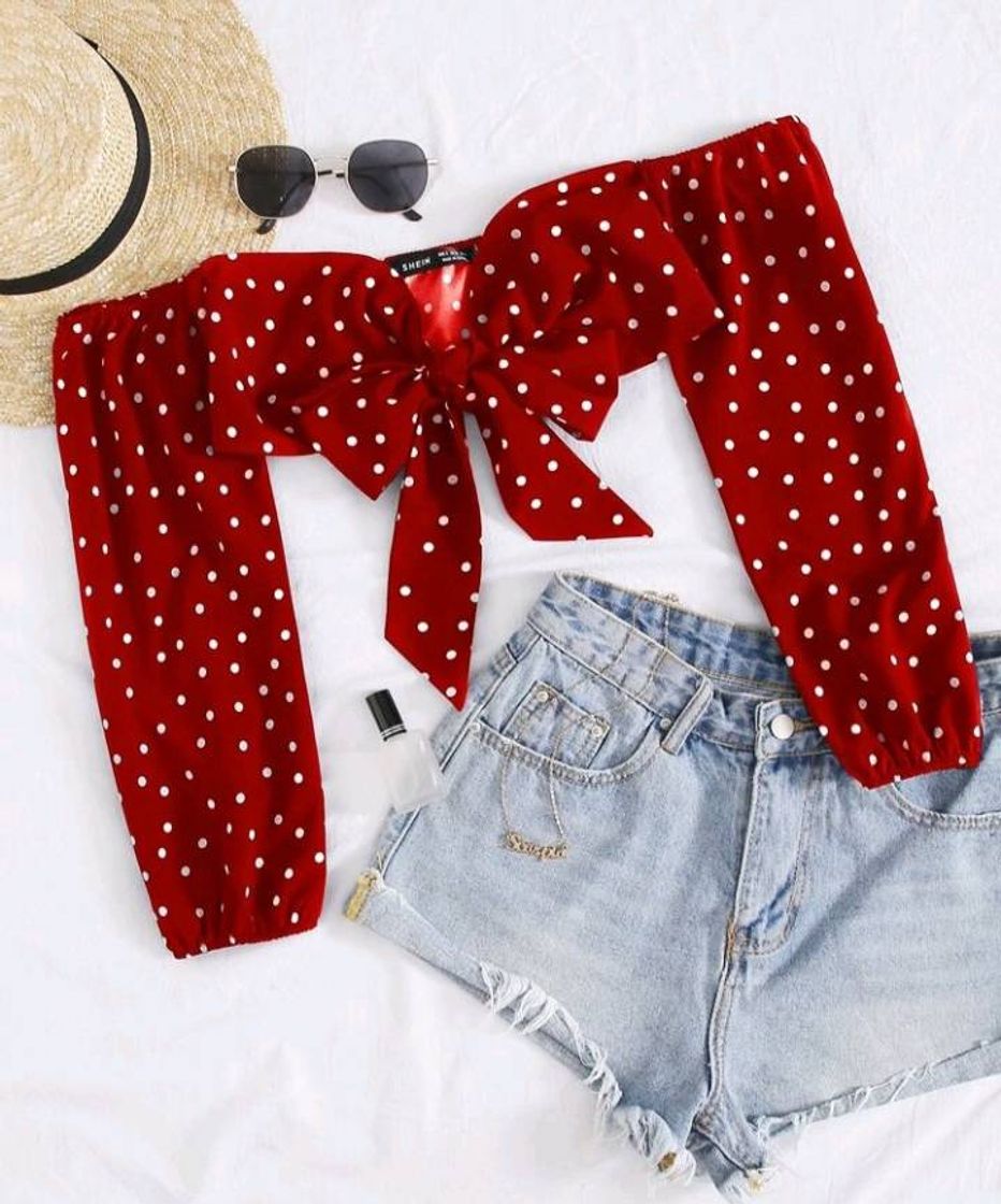 Moda Tops lindo vermelho♡