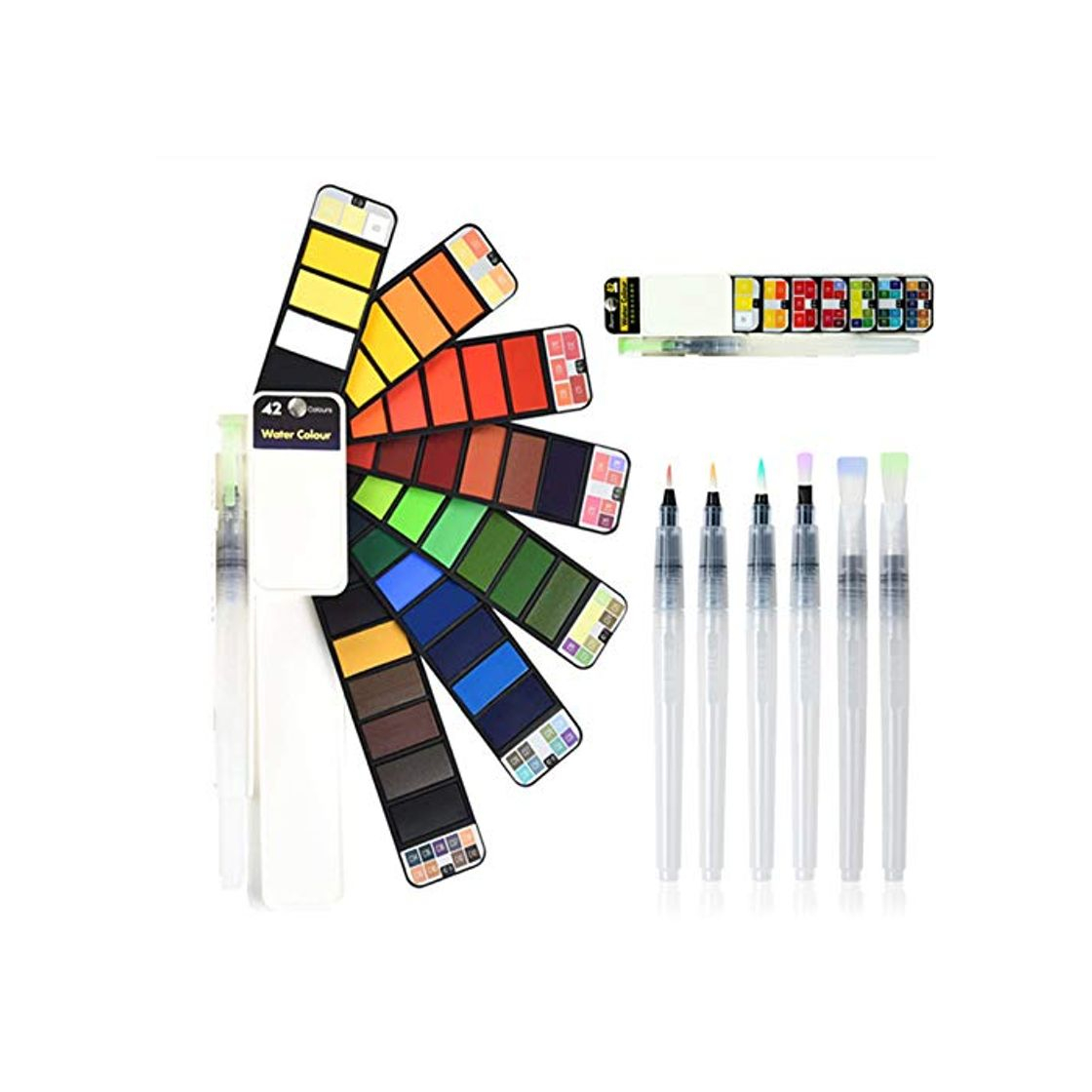 Product Juego de Pintura de Acuarela 42 Colores con 6 Piezas Juego de Pincel de Acuarela Set de Pintura de Acuarela sólida portatiles para artículos de Arte