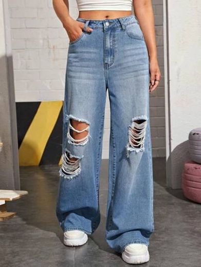 High Waisted Distressed Baggy Jeans Without Bag
