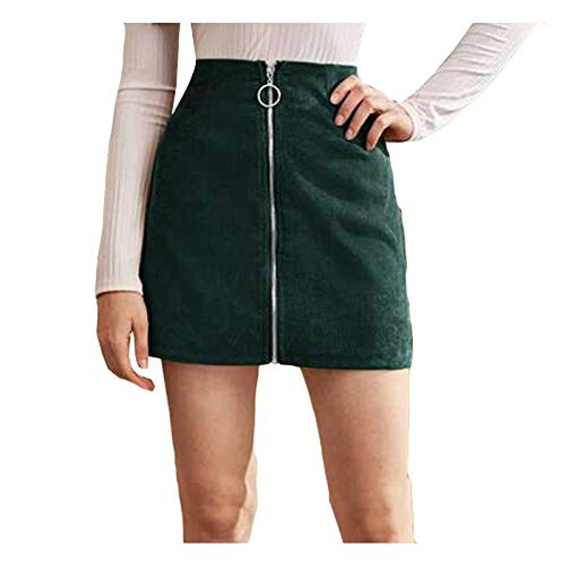 Fashion Skirts Antes de la cremallera de las mujeres de cintura alta pana niñas sexy uniforme plisado mini cintura alta corto glúteos jupe femme