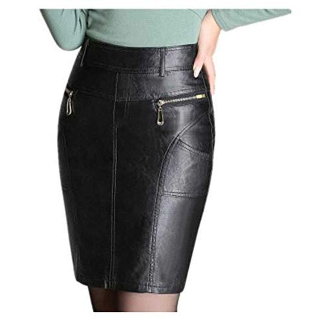 Product NOBRAND Autumn Womens High Waist Pleather Pencil Skirts Female Skirt Black Zipper