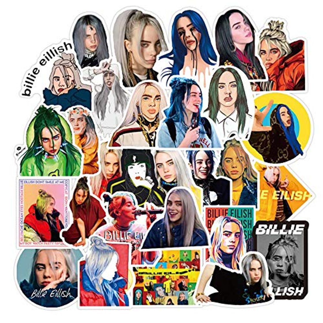 Electrónica Lanseede 50pcs Singer Billie Eilish Pegatinas para portátiles y Botellas de Agua Stickers de Vinilo de Moda duraderas Impermeables Regalo Ideal para Adolescentes y Adultos