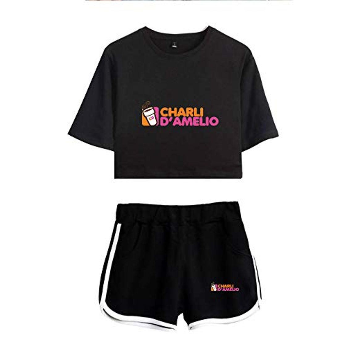 Moda ZYPPX Charli D'amelio - Camiseta de dos piezas para mujer