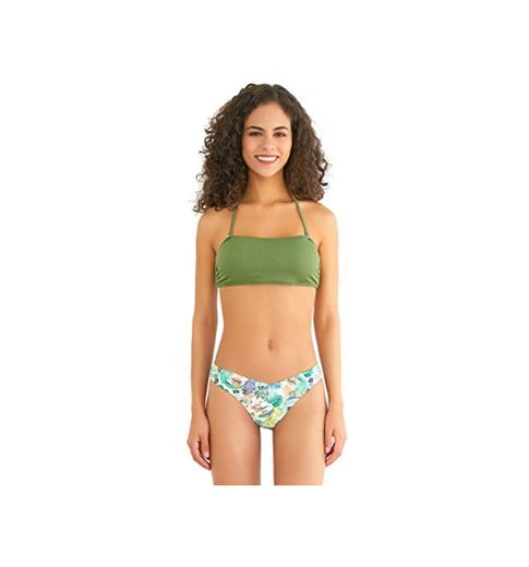 SHEKINI Mujer Conjunto de Bikini Top de Tubo Dividido Traje de Baño