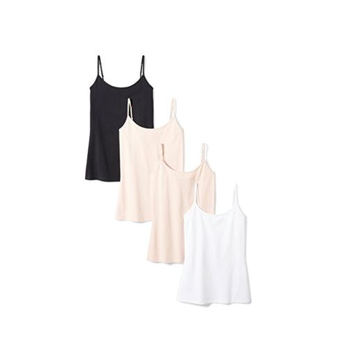 Amazon Essentials 4-Pack Camisole tank-top-and-cami-shirts, Beige/White/Black, US XL