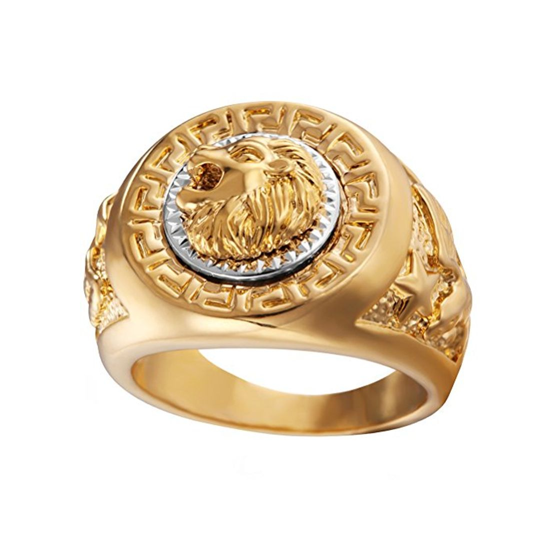 Moda HIJONES Hombre Acero Inoxidable Anillo De Oro De La Cabeza del León del Salto De La Cadera Tamaño 19 del Estilo Signet