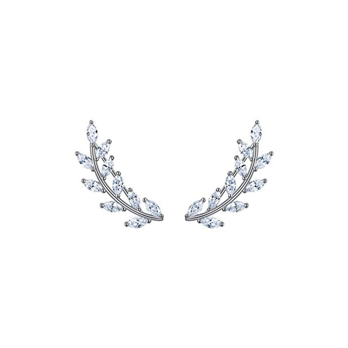 Social Ever Faith Mujer Plata de ley 925 Pendientes Aretes Clavo Zirconias Brillante Hojas Elegante para regalo novia boda fiesta noche