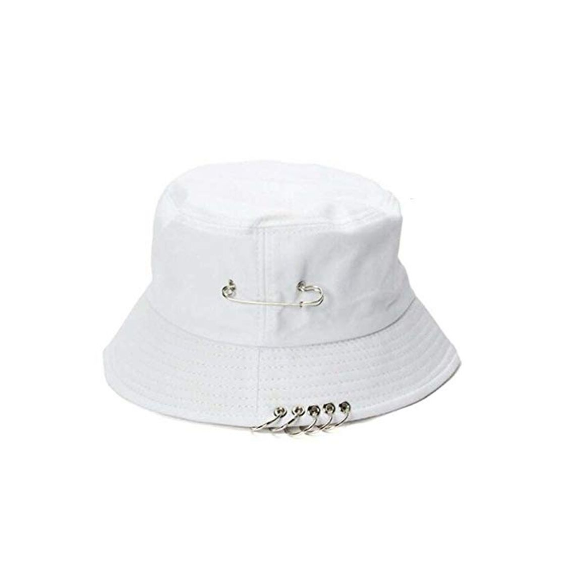 Moda Winter 1PC Unisex Mujer Hombre Bucket Hat Pin Anillos Sunhat Caps Summer Hats Branco