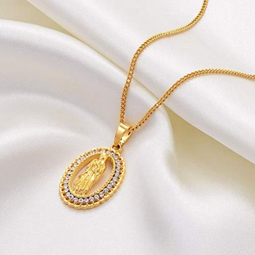 xtszlfj Virgin Mary Pendant Necklace For Women Girl Gold Color Our Lady Jewelry Wholesale Colar Cross Trendy Chain