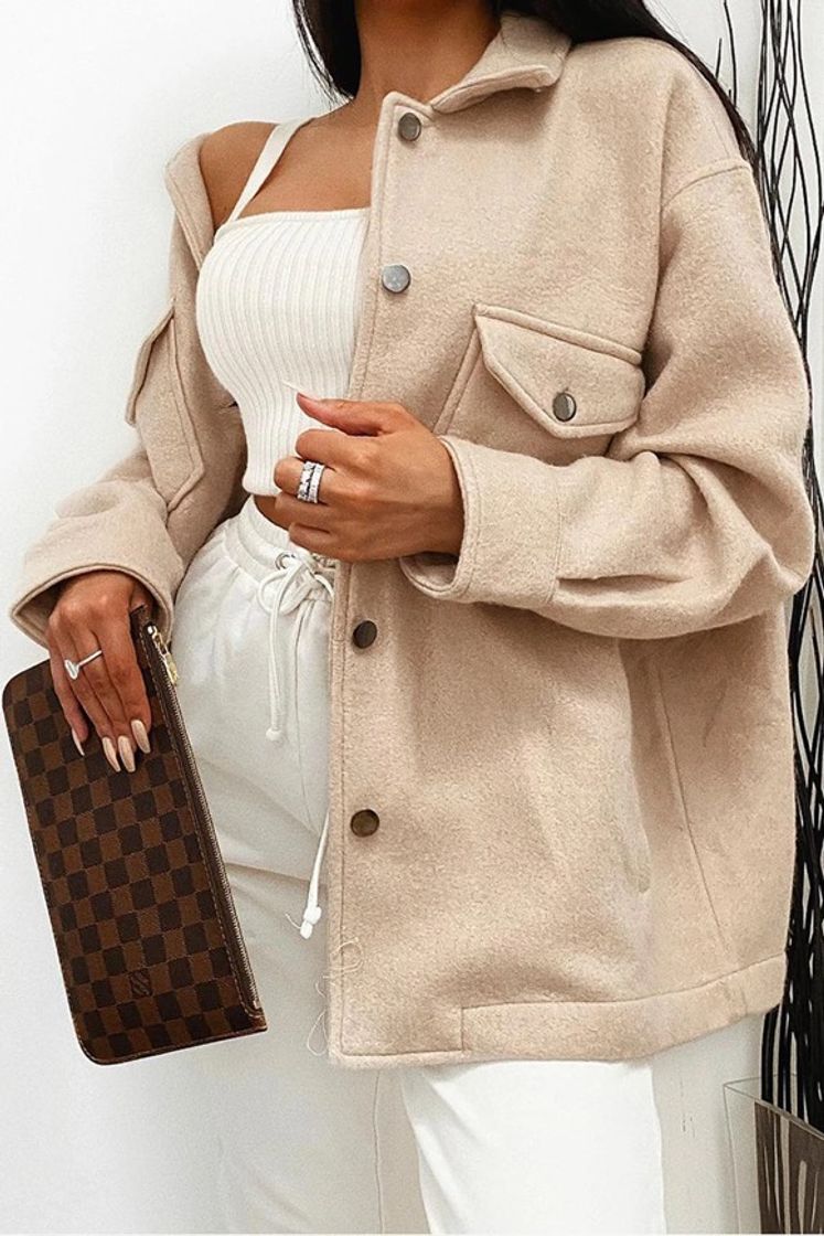 Fashion Beige Oversized Shacket – LASULA