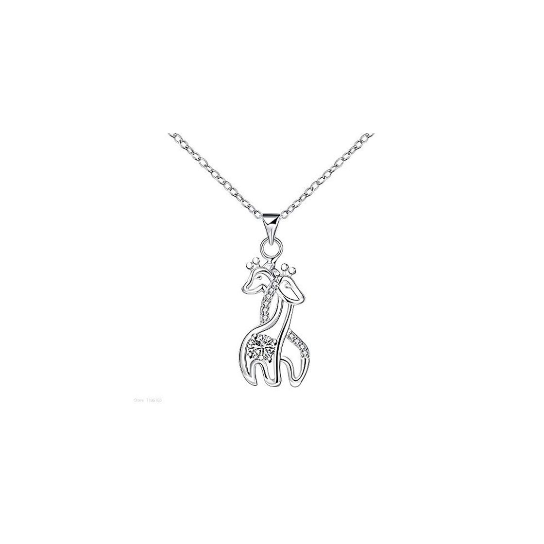 Social NoBrand Collares de Jirafa amorosos chapados en Plata para Amantes de Las Mujeres Joyas de Moda románticas Colar Regalos del día de Vanlentine