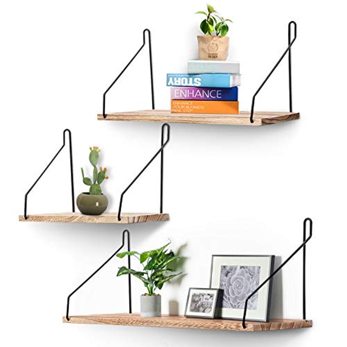 Social AGSIVO 3pcs Estantería de Pared, Estantería Colgante, Baldas Flotantes en Madera Decoración