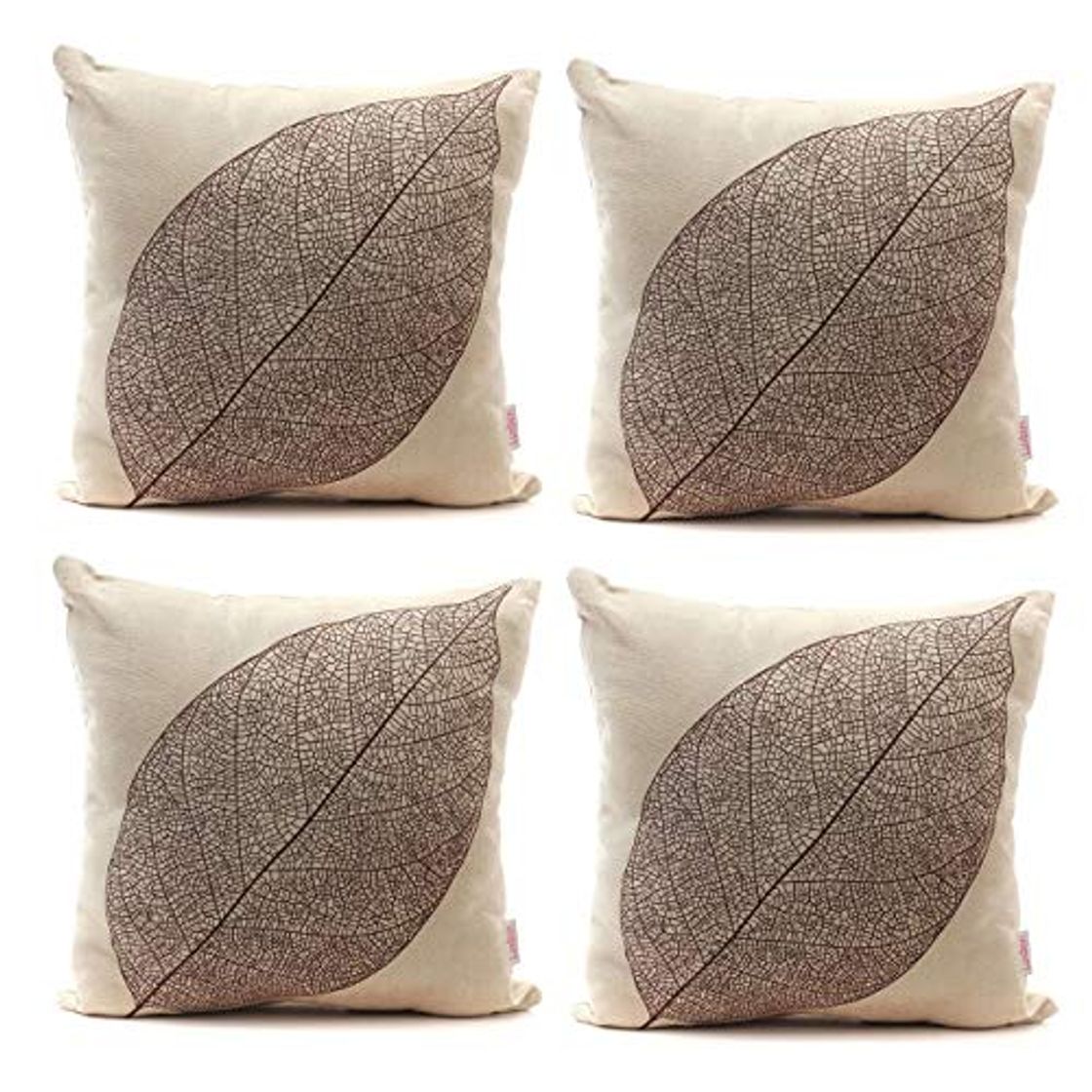 Social Luxbon Conjunto de 4 Funda de Cojín 45x45cm Almohada Vena de Hoja Lino Duradero Decoración para Sofá Cama Coche Regalo del día de la Madre 18x18