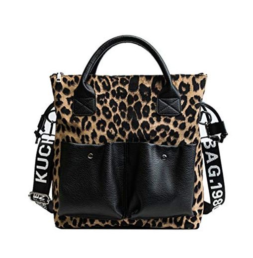 RFVBNM Elegante leopardo Bolso de gran capacidad bolso femenino peludo bolso de