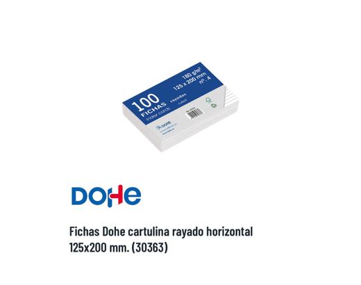 Fichas Dohe cartulina rayado horizontal 125x200 mm.