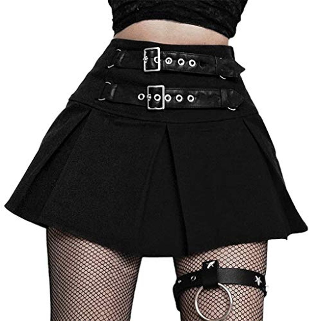 Producto karrychen Women Gothic High Waist Black Mini Pleated Skater Skirt with Double