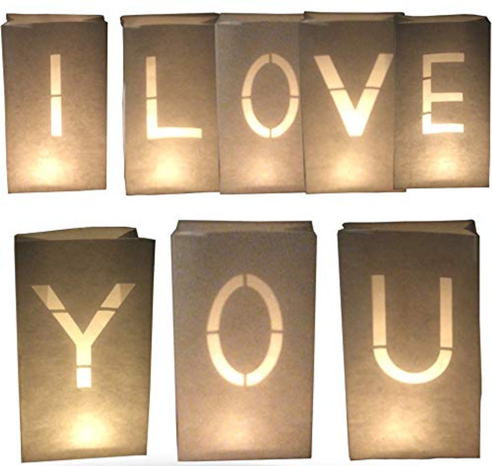 Producto AMENOPH1S I Love You-Set - Juego de farolillos de papel blancos