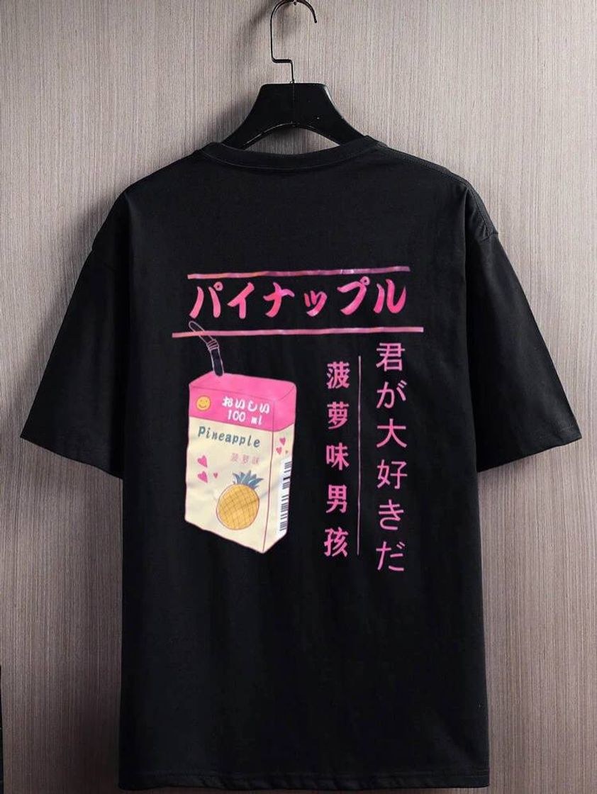 Fashion Camisa com o Alfabeto Japonês