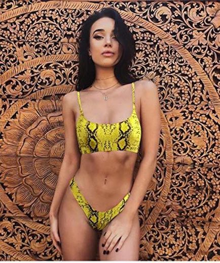 Damanaij Bikini Mujer Traje de baño Bikinis de Leopardo Biquini Sexy Push