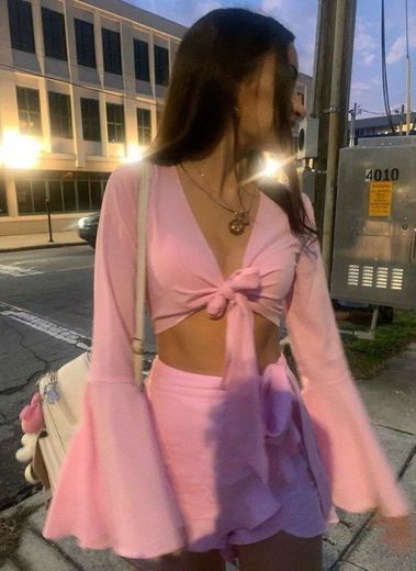 Cropped and skirt candy color